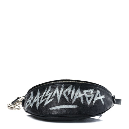 Balenciaga Agneau Arena Graffiti All Over XS Souvenir Belt Bag Black White 1 of 8