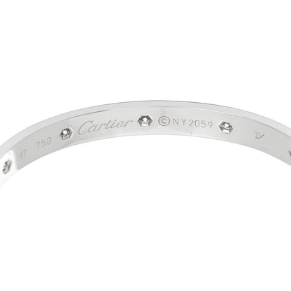 Cartier 18K White Gold 10 Diamond LOVE Bracelet 5 of 8