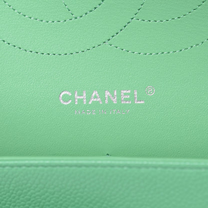 Chanel Caviar Chevron Quilted Jumbo Double Flap Green 7 of 9