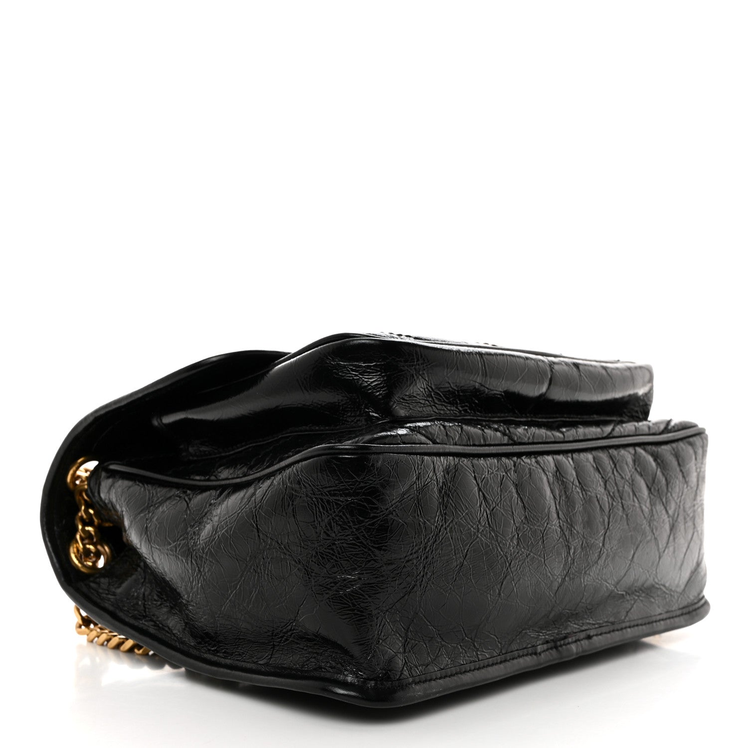 Saint Laurent Crinkled Calfskin Matelasse Monogram Medium Niki Chain Satchel Black 4 of 10