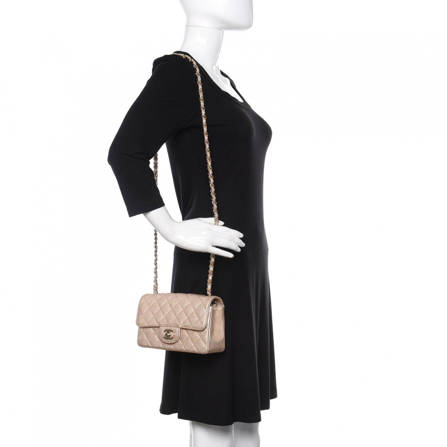 Chanel Metallic Lambskin Quilted Mini Rectangular Flap Gold 2 of 10