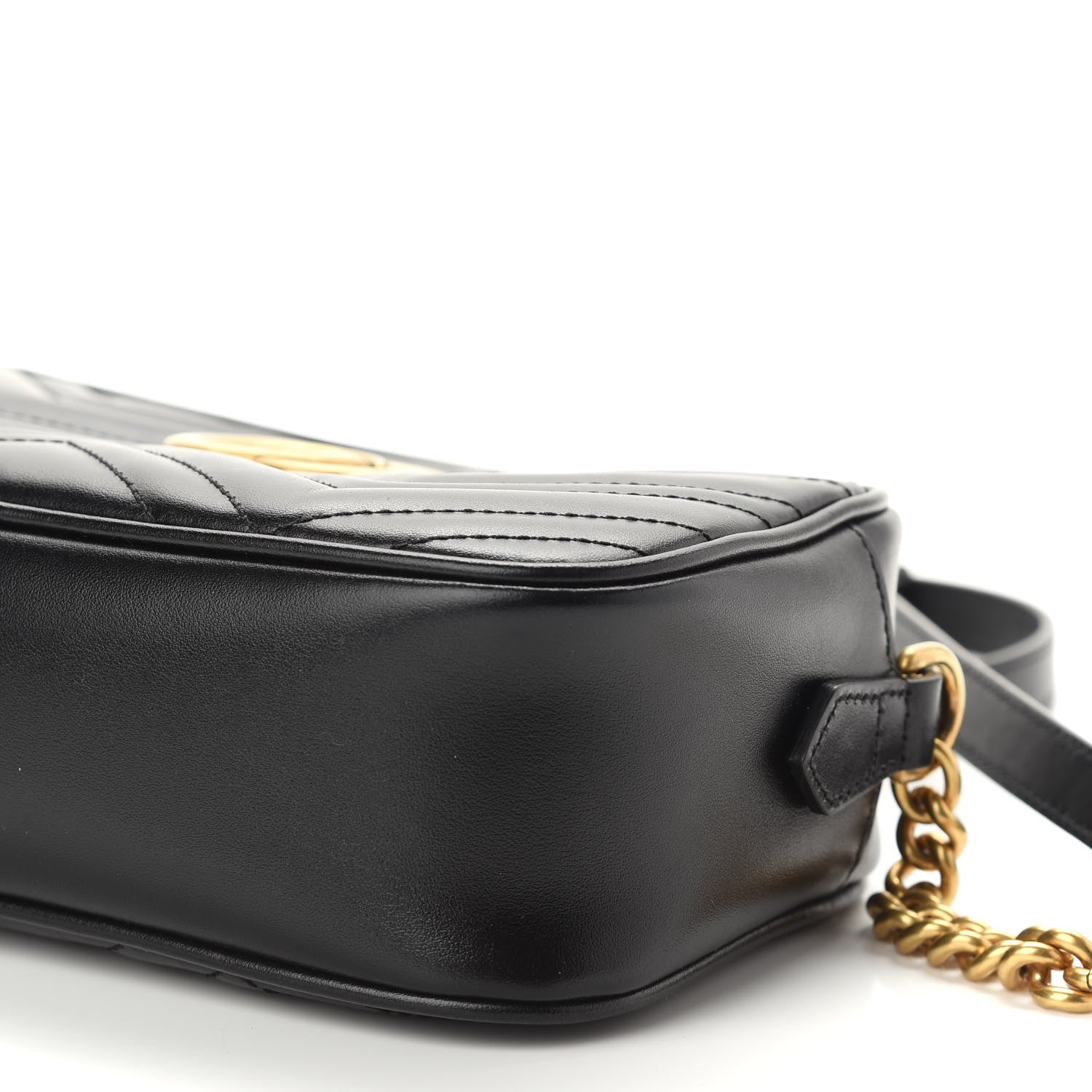 Gucci Calfskin Matelasse Small GG Marmont Chain Shoulder Bag Black 9 of 9