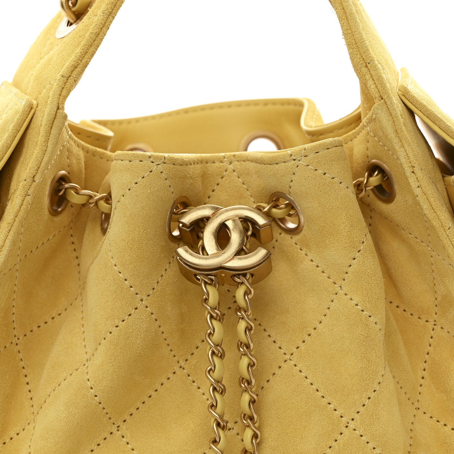 Chanel Suede Quilted Mini Chanel 25 Handbag Yellow 8 of 11