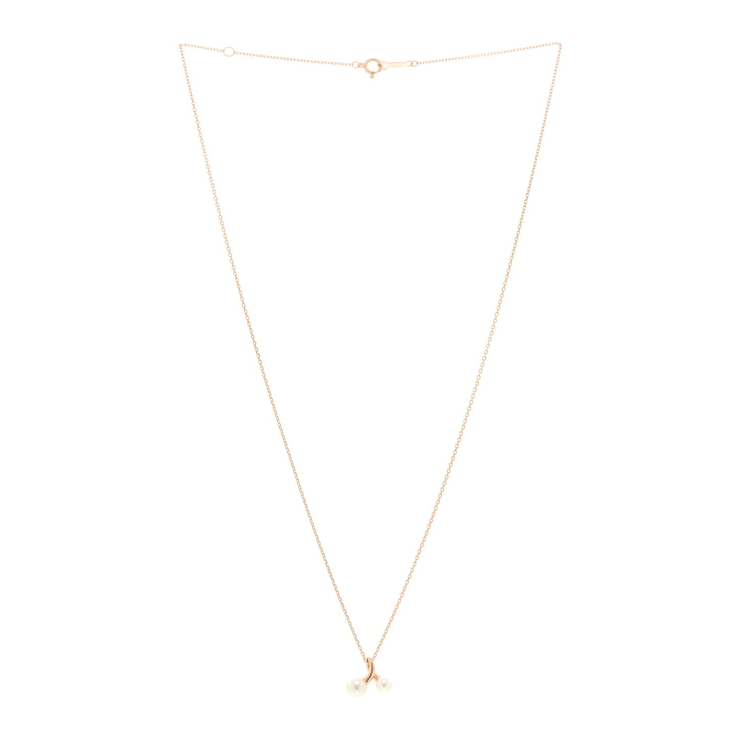 18K Rose Gold Diamond Akoya Cultured Pearl Pendant Necklace