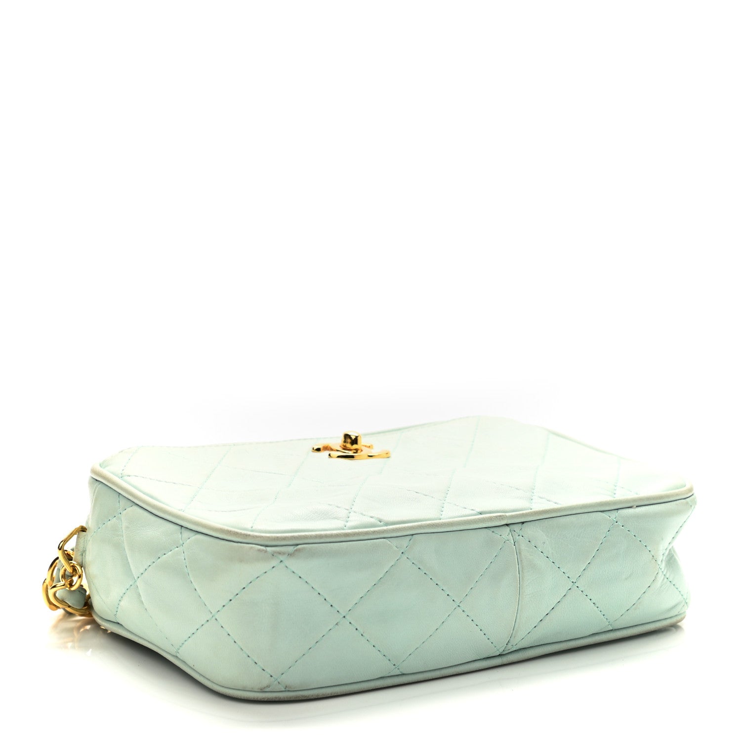 Chanel Lambskin Quilted CC Camera Case Light Blue 4 of 12