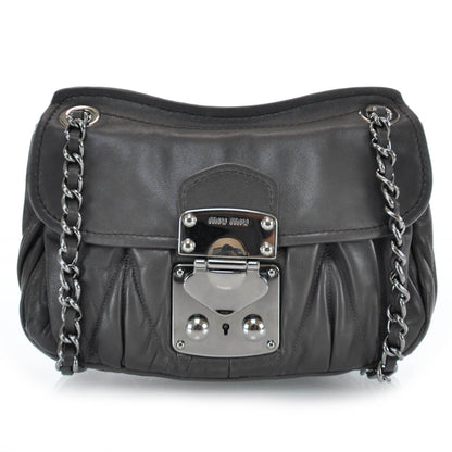 Miu Miu Leather Matelasse Shoulder Bag Grigio 1 of 7