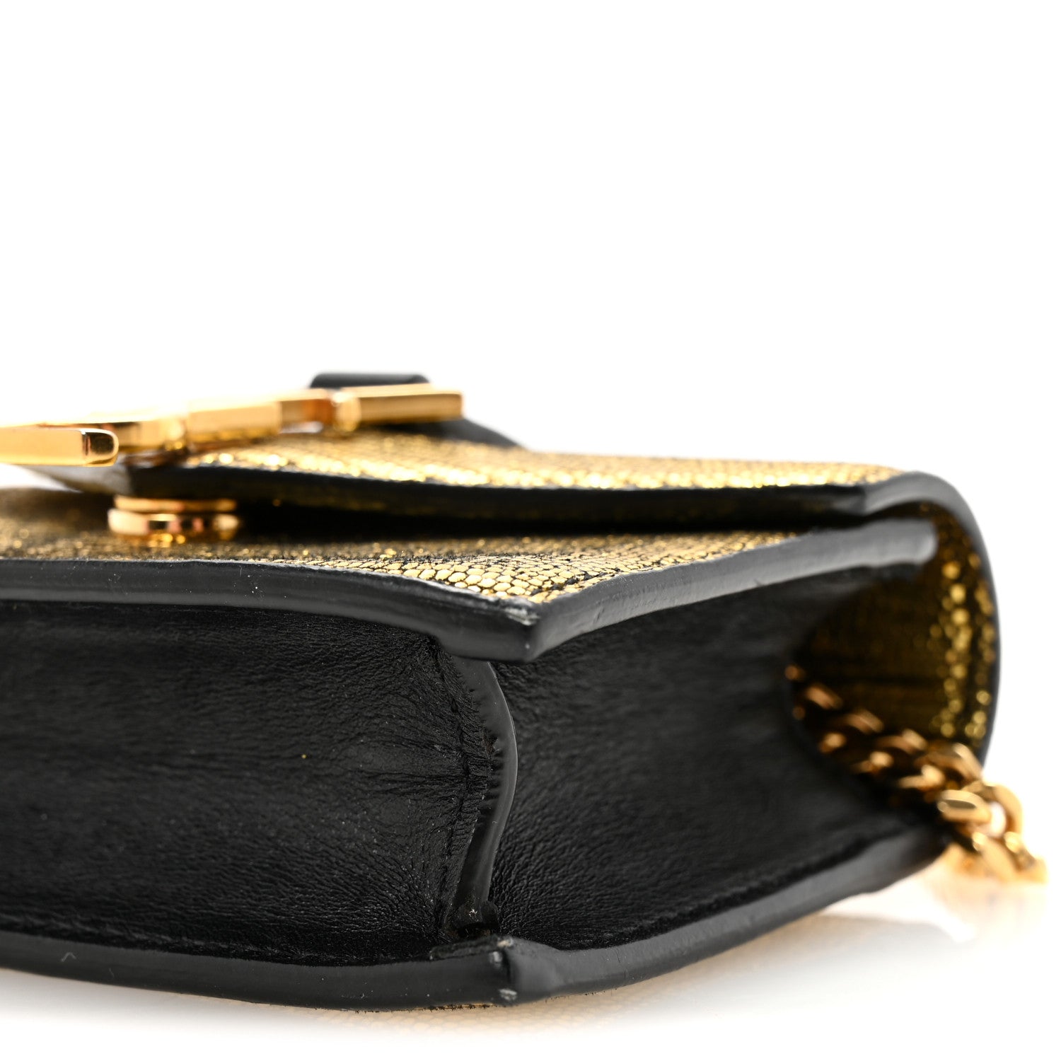 Saint Laurent Calfskin Lizard Embossed Monogram Chain Mini Candy
