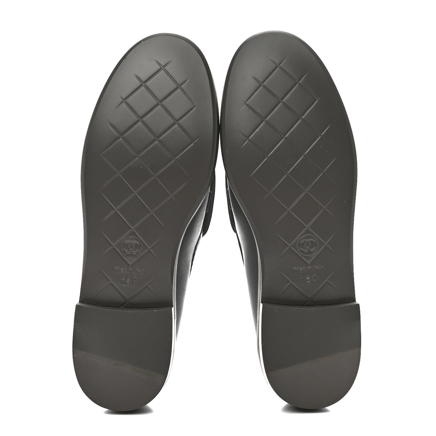 Lambskin Quilted CC Turnlock Loafers 38 Grey