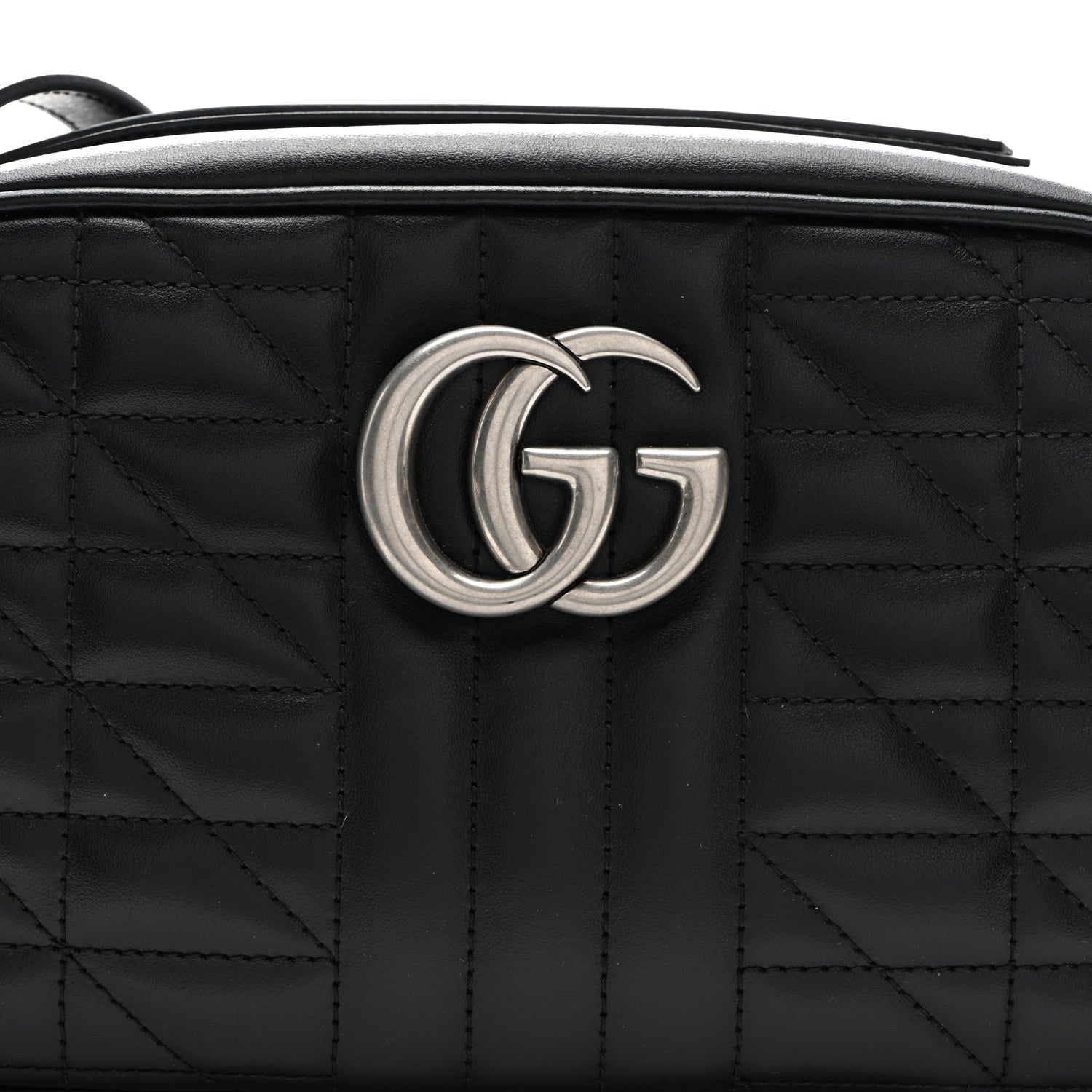 Gucci Calfskin Matelasse Aria Small GG Marmont Chain Shoulder Bag Black 8 of 11