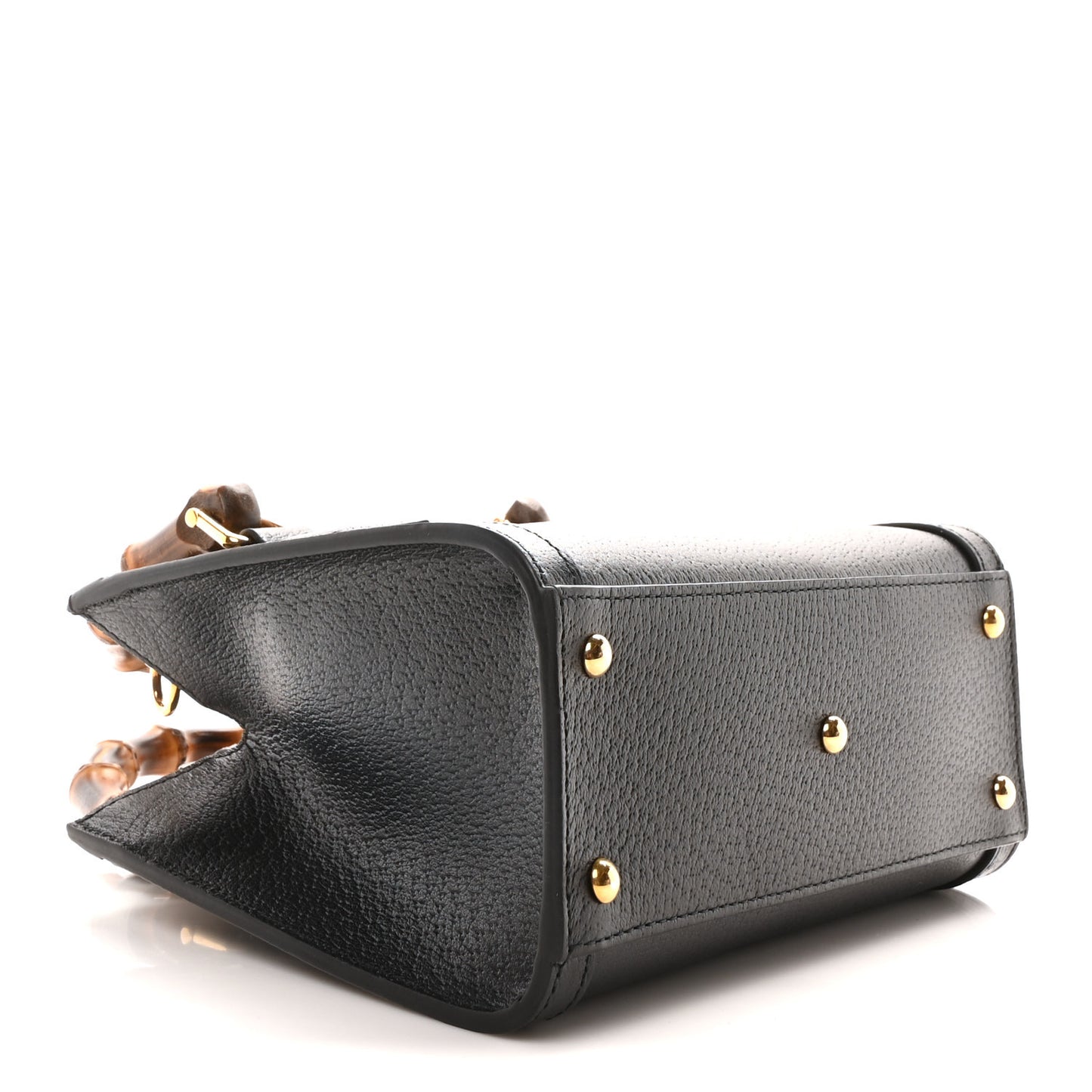 Textured Dollar Calfskin Web Mini Diana Tote Bag Black Dusty Grey
