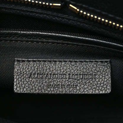 Alexander McQueen Pebbled Calfskin Small Skull Padlock Zip Around Tote Black 6 of 11