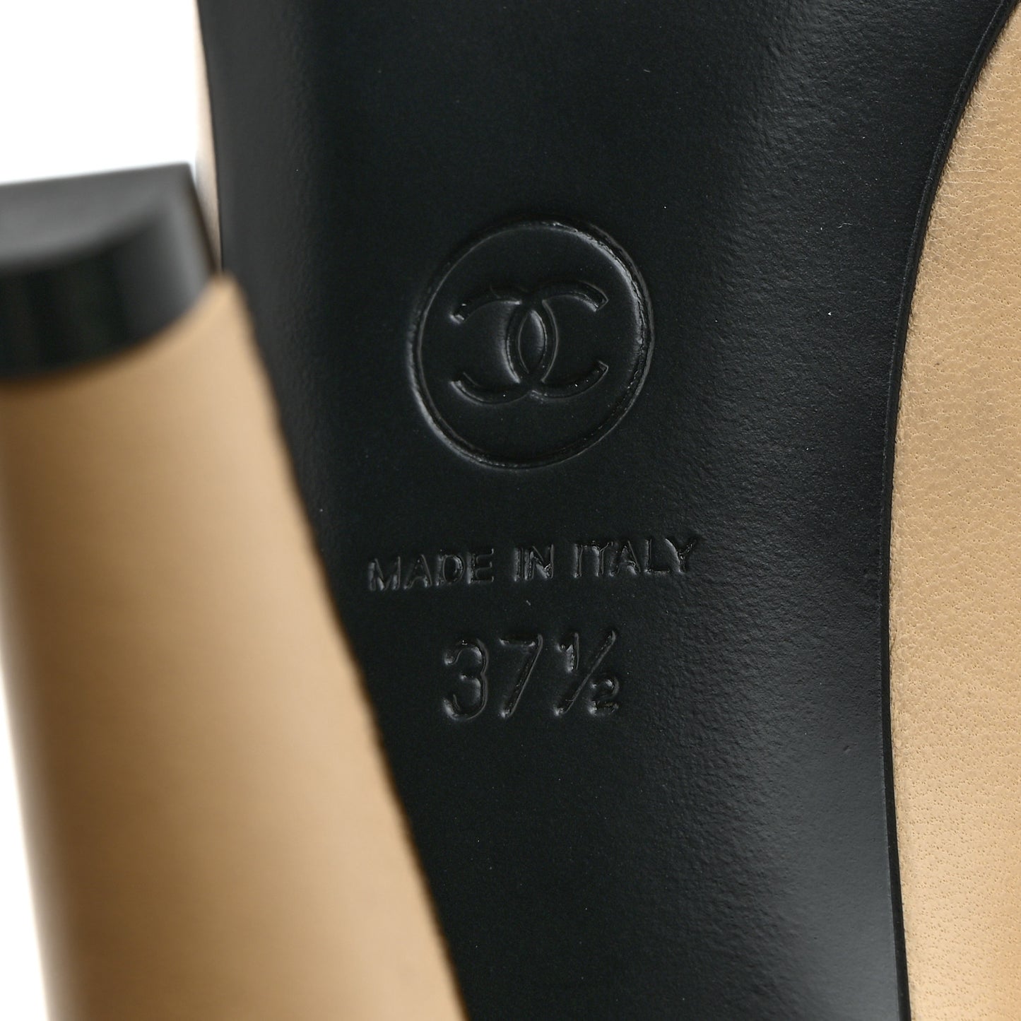 Lambskin Patent Cap Toe Pearl Pumps 37.5 Beige Black
