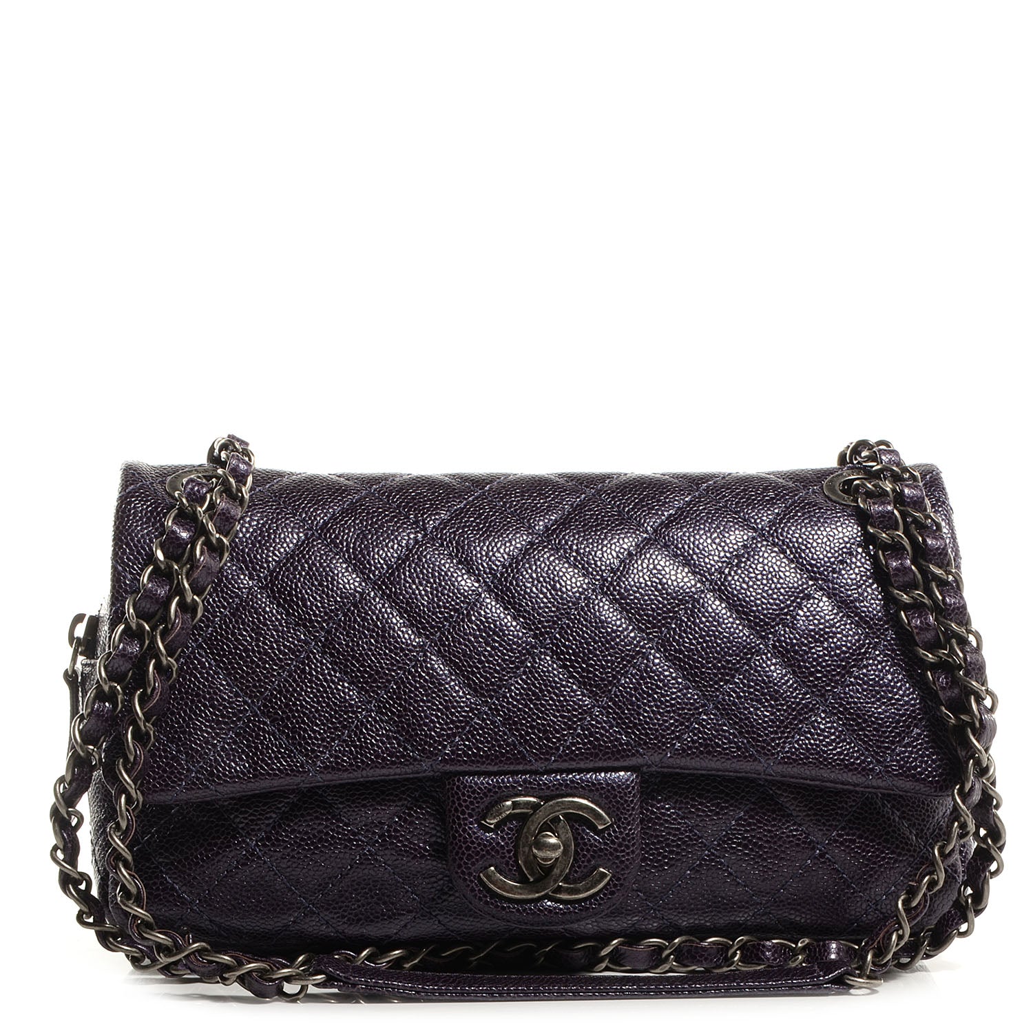 Chanel Iridescent Caviar Quilted Small Chic Flap Dark Purple 1 of 8