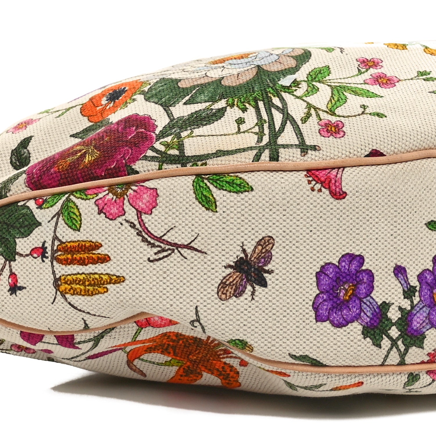 Gucci Canvas Floral Flora Bamboo Ring Hobo White 9 of 10