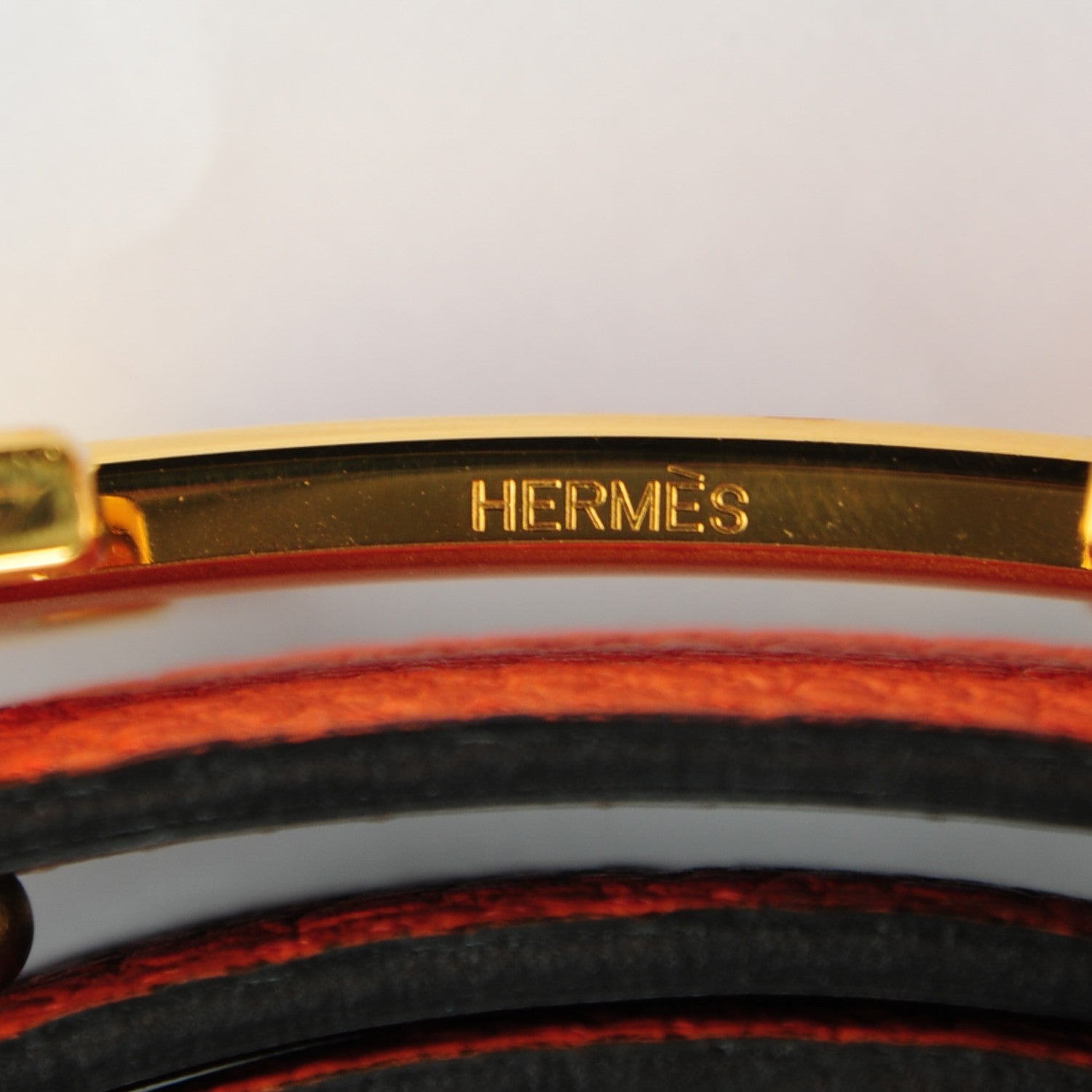 Hermes Togo Box 32mm H Belt 80 Orange Chocolate 6 of 6