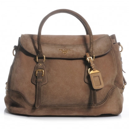 Prada Scamosciato Suede Top Handle Satchel Deserto 1 of 10