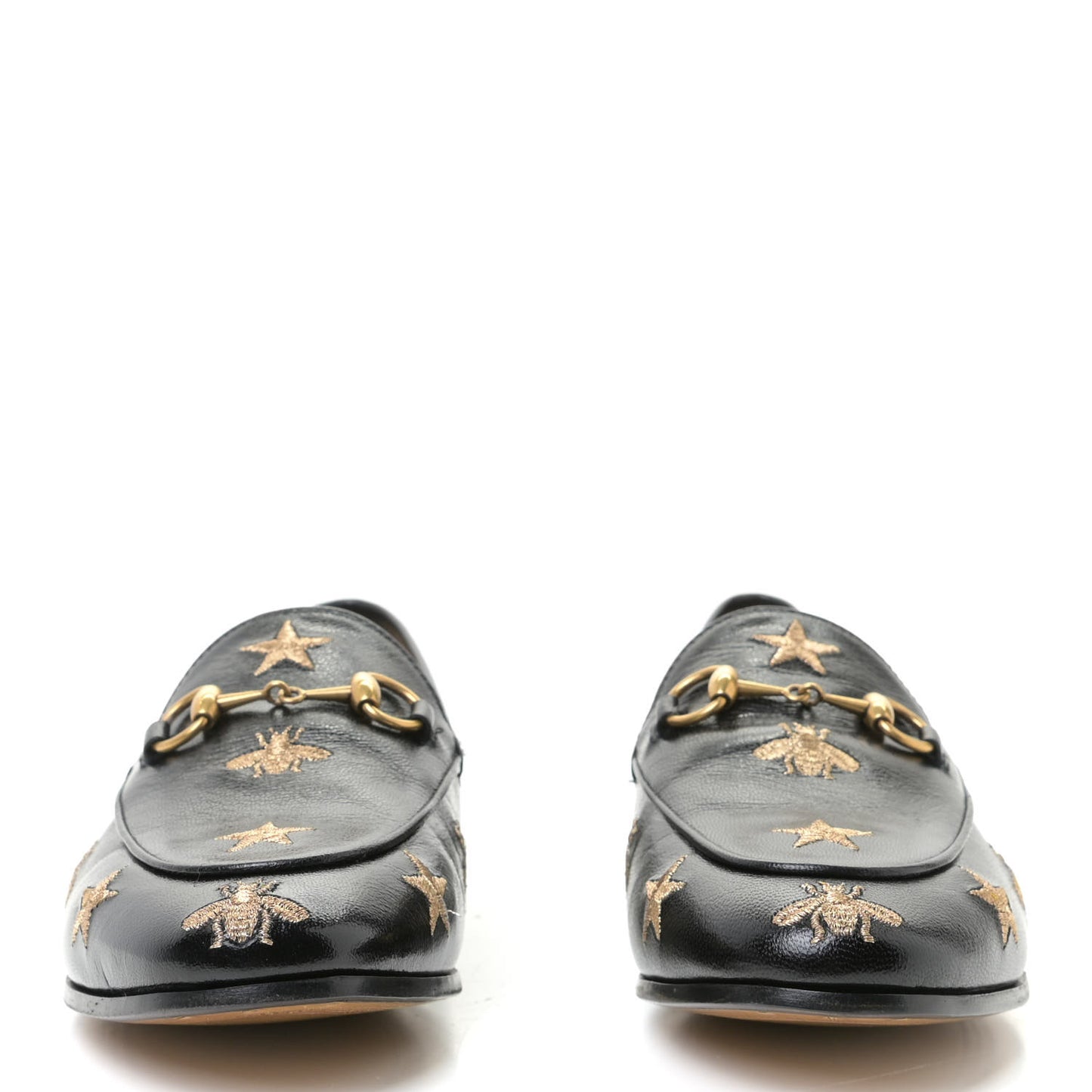 Goatskin Bee Star Embroidered Womens Jordaan Loafers 37.5 Black