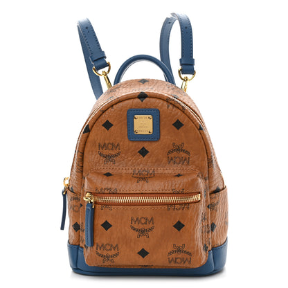 MCM Visetos X-Mini Stark Backpack Cognac Blue 1 of 9