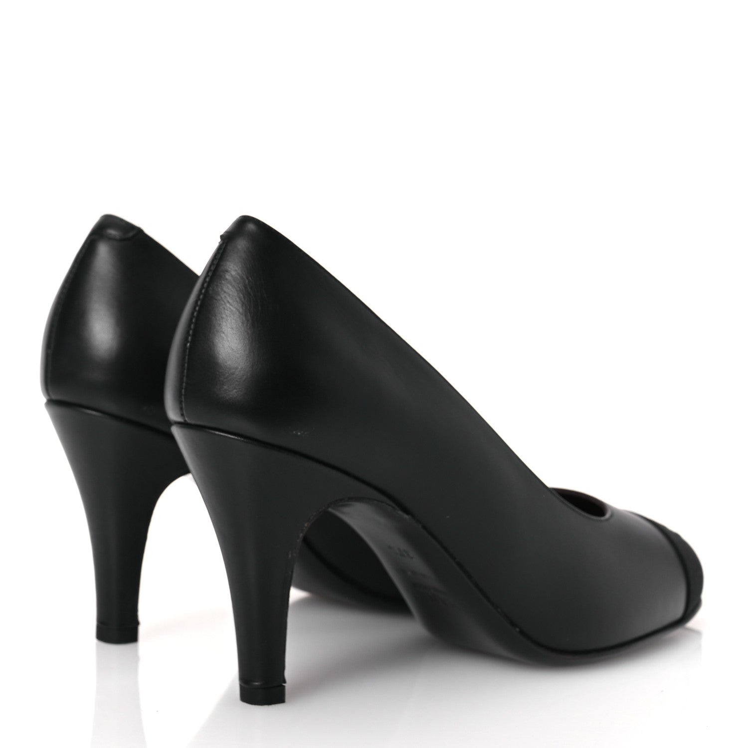 Chanel Lambskin Grosgrain Cap Toe CC Pumps 37.5 Black 5 of 14