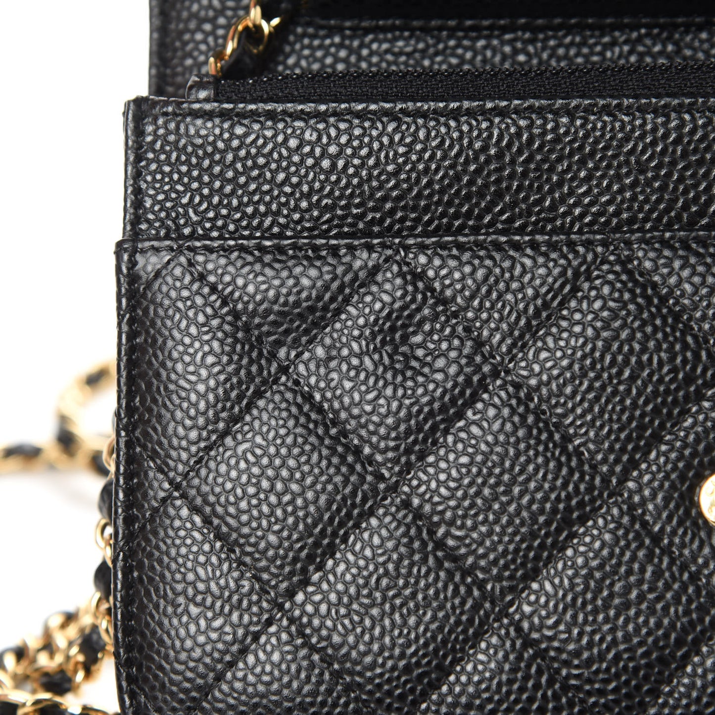 Caviar Quilted Wallet On Chain WOC Black