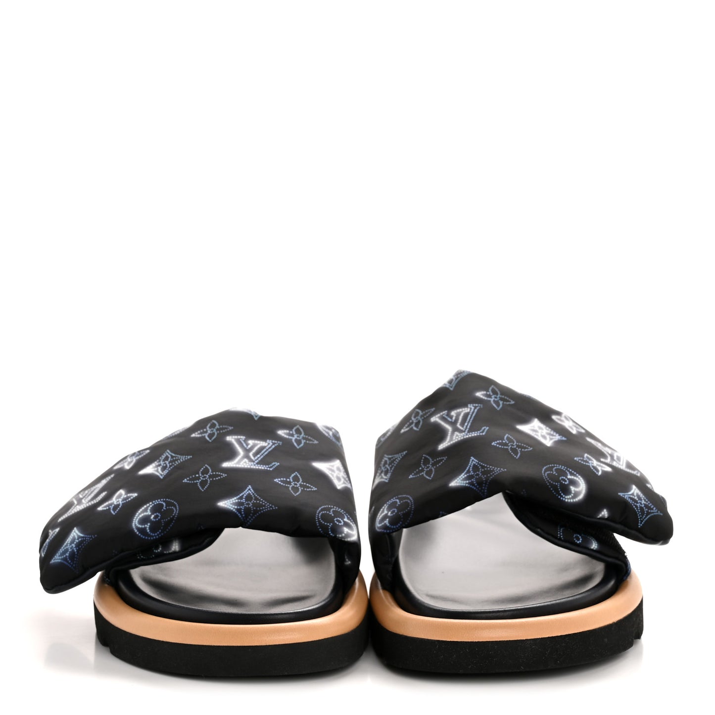 Nylon Monogram Womens Pool Pillow Comfort Mules 40 Navy Blue