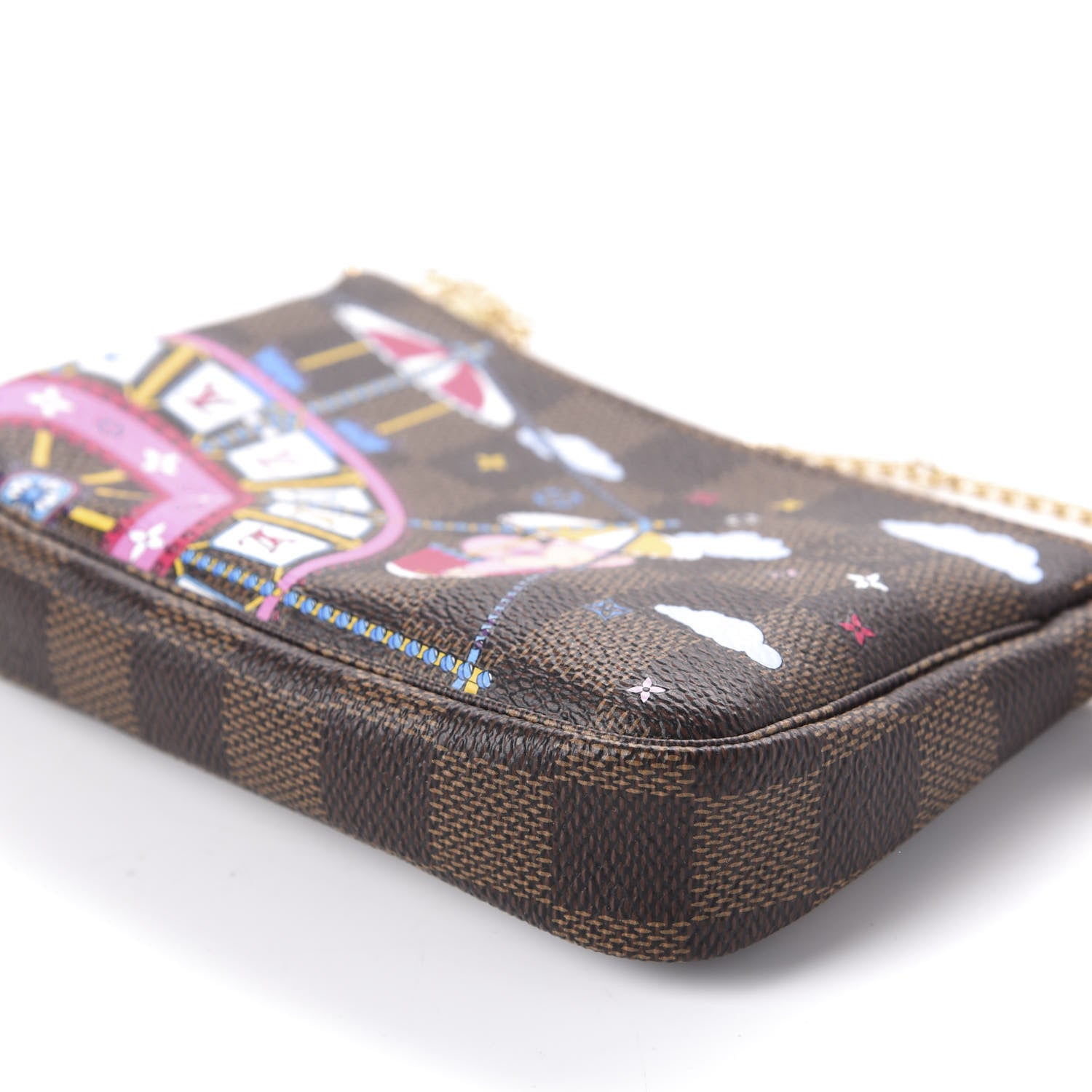 Louis Vuitton Damier Ebene 2020 Christmas Animation Big Wheel Mini Pochette Accessories Rose Ballerine 9 of 10