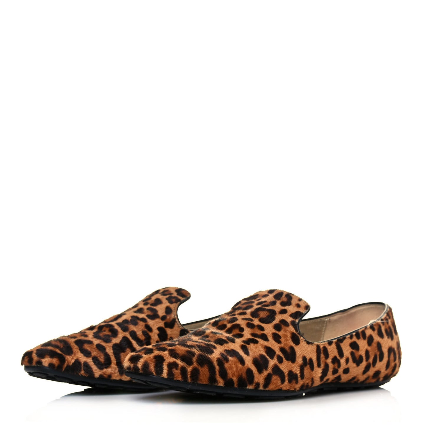 Pony Hair Leopard Print Wheel Jazz Flats 37.5 Brown