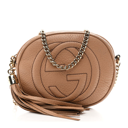 Gucci Pebbled Calfskin Mini Soho Chain Bag Camelia 2 of 19