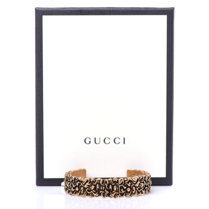 Gucci Metal Lion Mane Cuff Bracelet Aged Gold 6 of 6