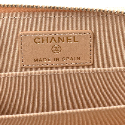 Chanel Iridescent Caviar Quilted Zip Around Coin Purse Beige 6 of 8