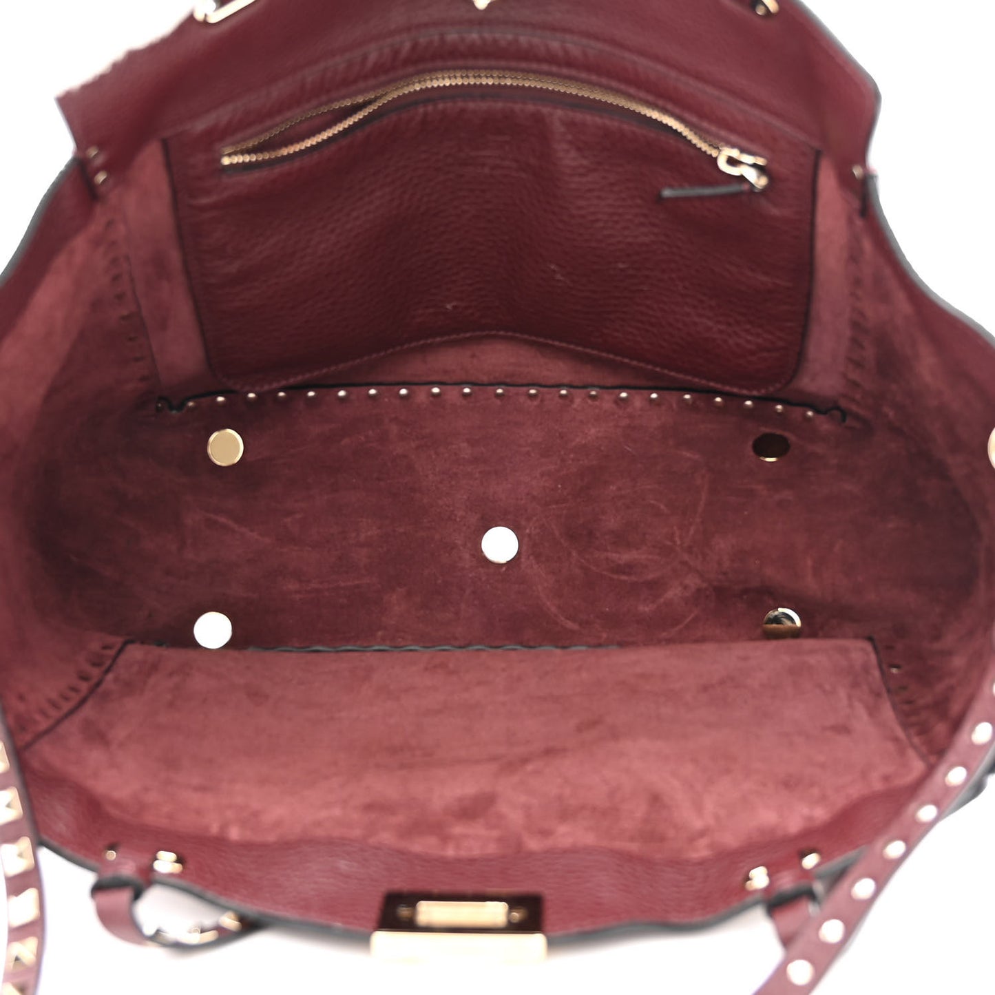 Pebbled Calfskin Medium Rockstud Tote Rubin