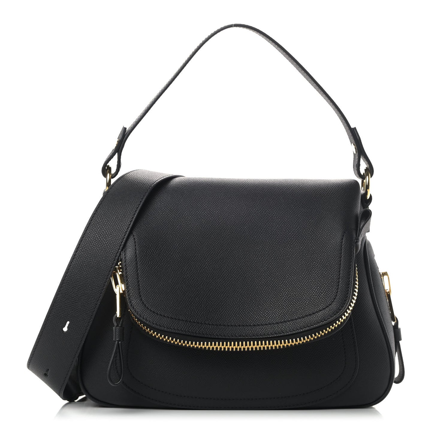 Grained Calfskin Medium Jennifer Crossbody Bag Black