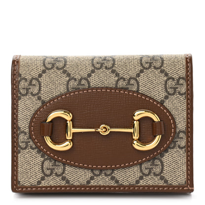 Gucci GG Supreme Monogram Horsebit 1955 Card Case Wallet Beige Ebony Brown Sugar 1 of 8
