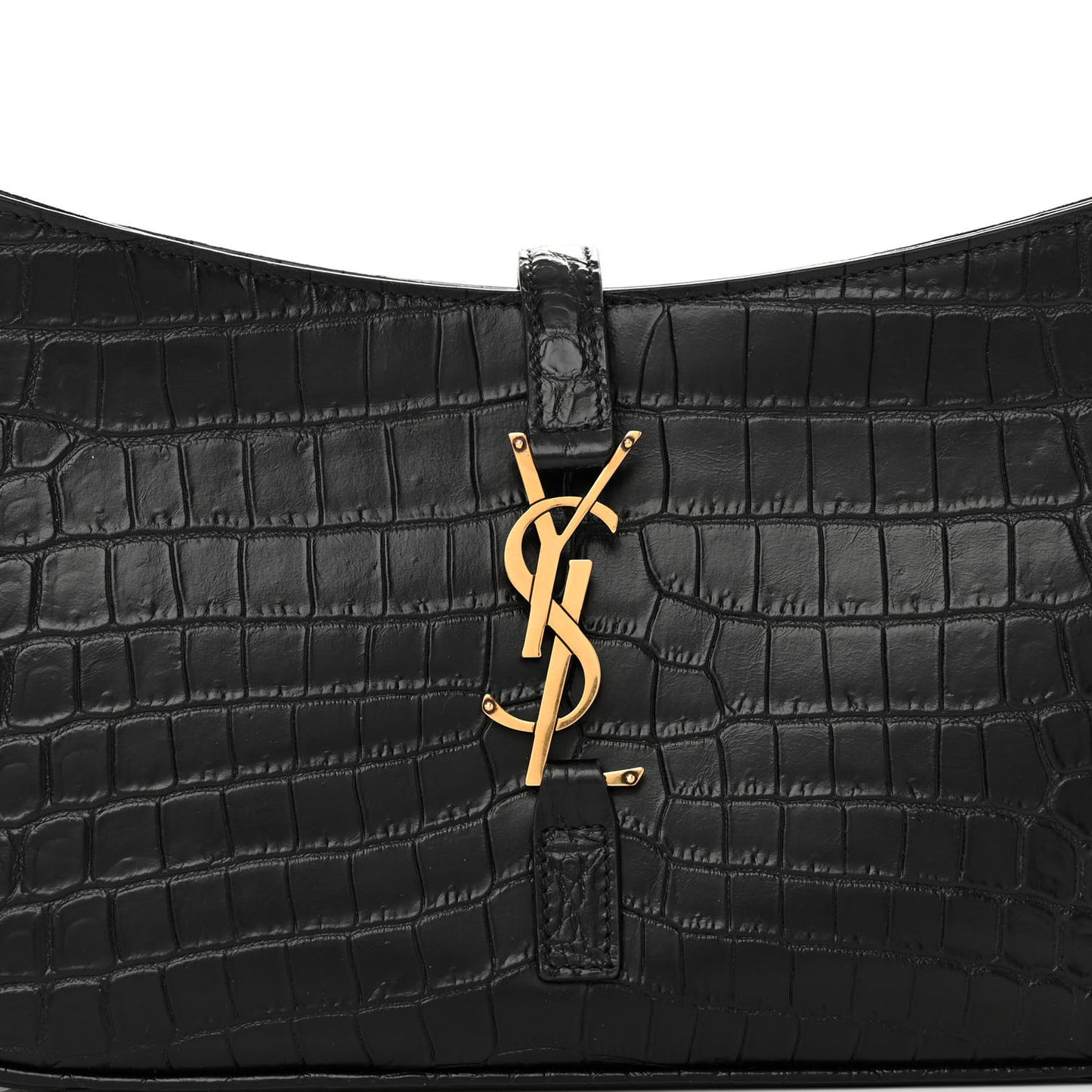 Calfskin Crocodile Embossed LE 5 A 7 Hobo Black