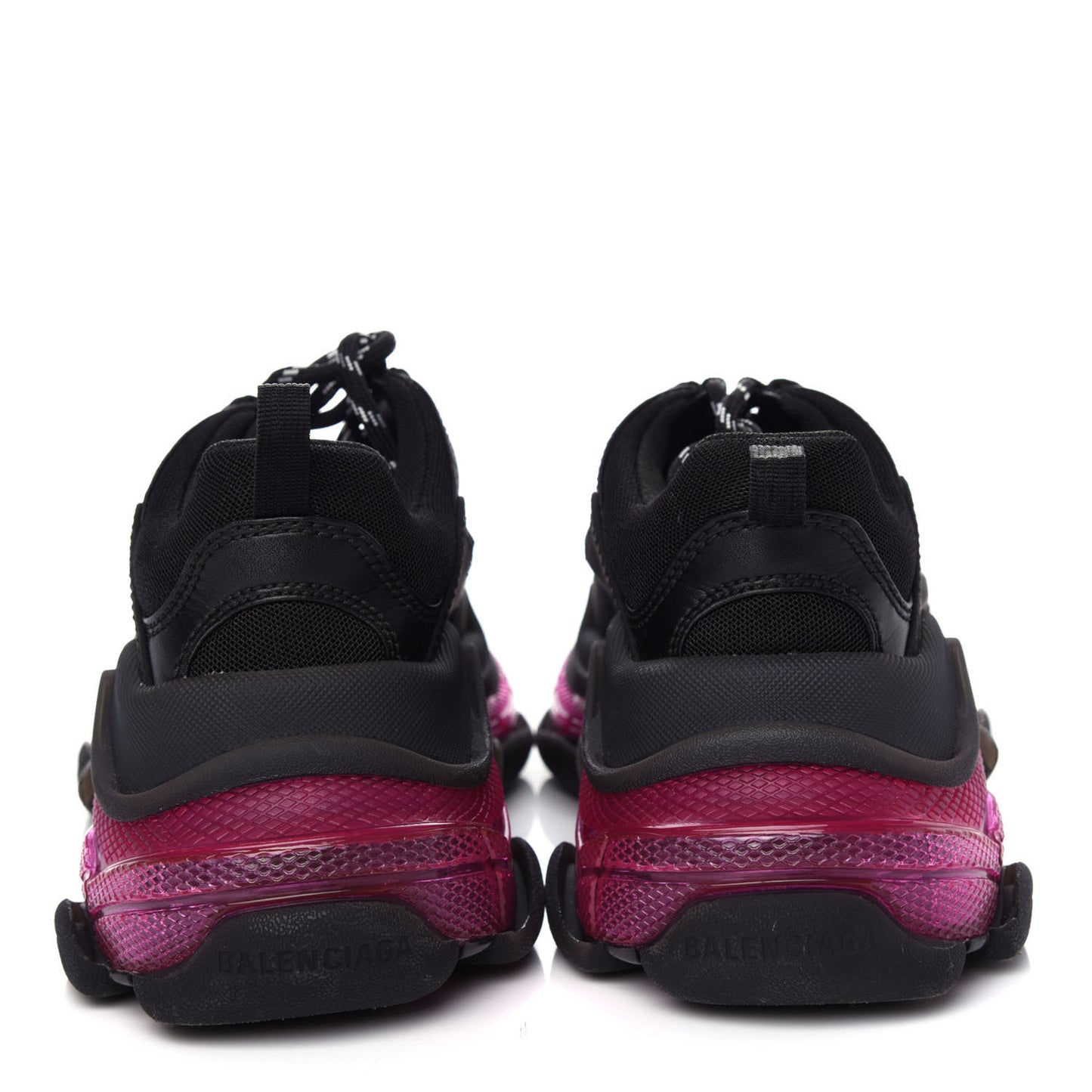 Fabric Mesh Clear Sole Fluo Womens Triple S Sneakers 37 Black Pink Neon