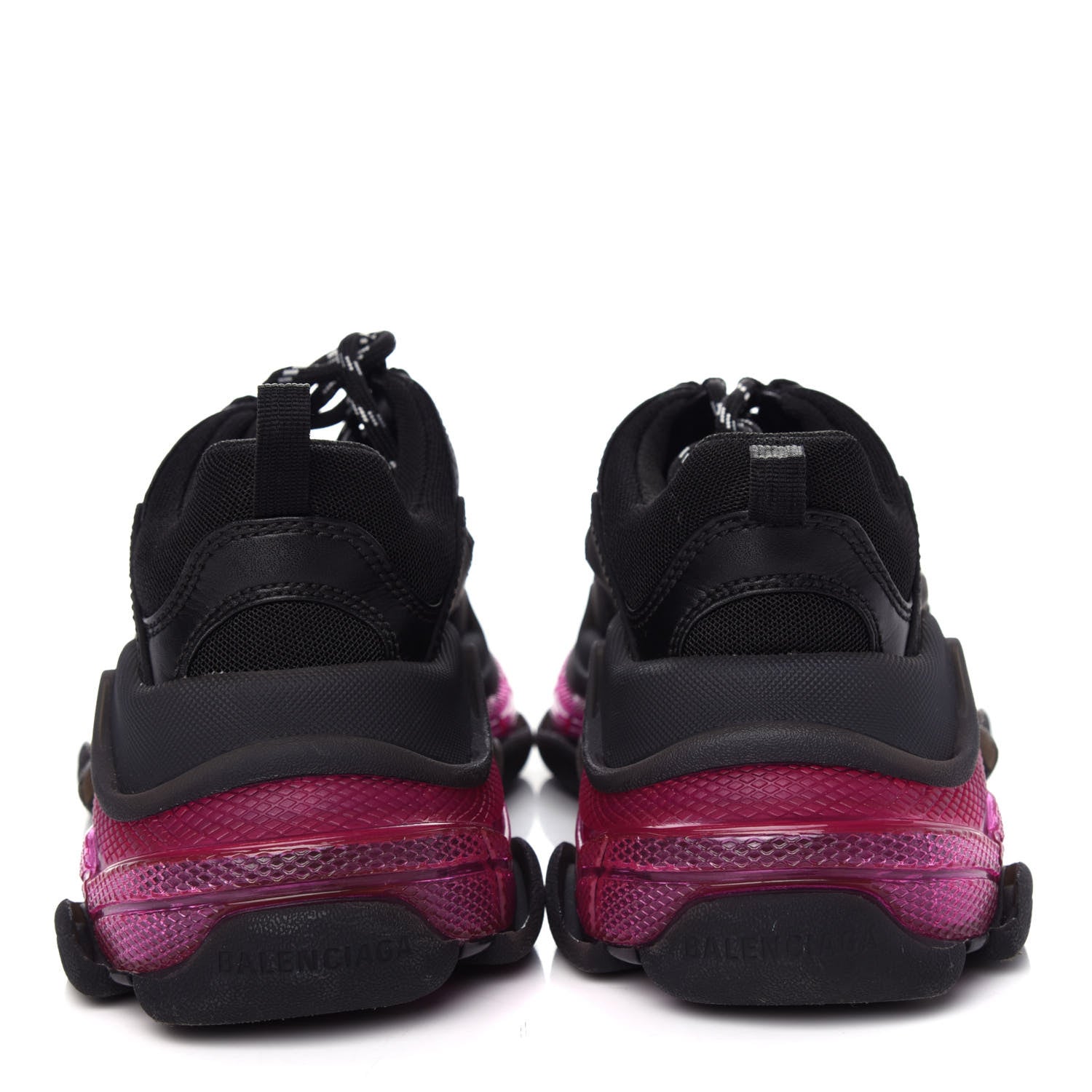 Balenciaga Fabric Mesh Clear Sole Fluo Womens Triple S Sneakers 37 Black Pink Neon 7 of 11