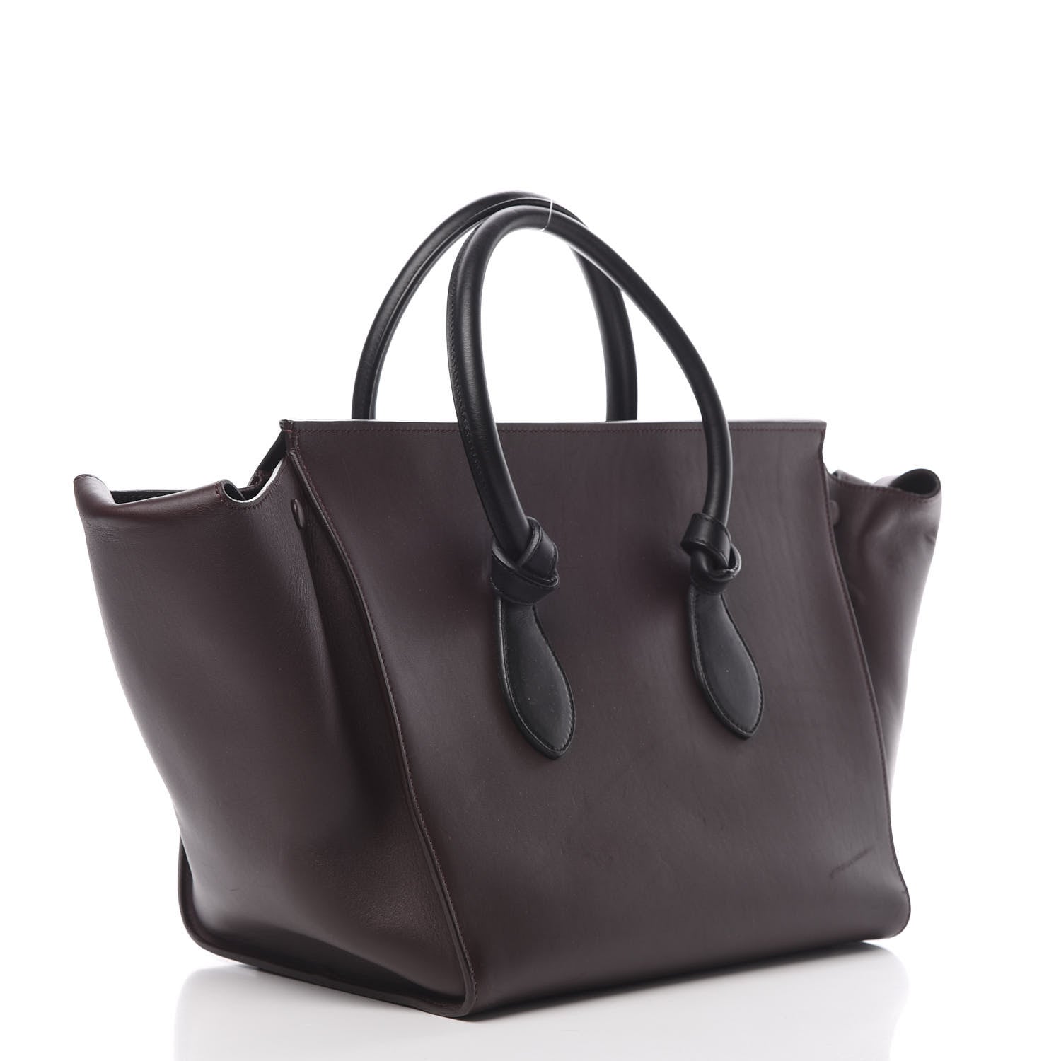 Celine Smooth Calfskin Large Bi-Color Tie Knot Tote Black Burgundy 4 of 21