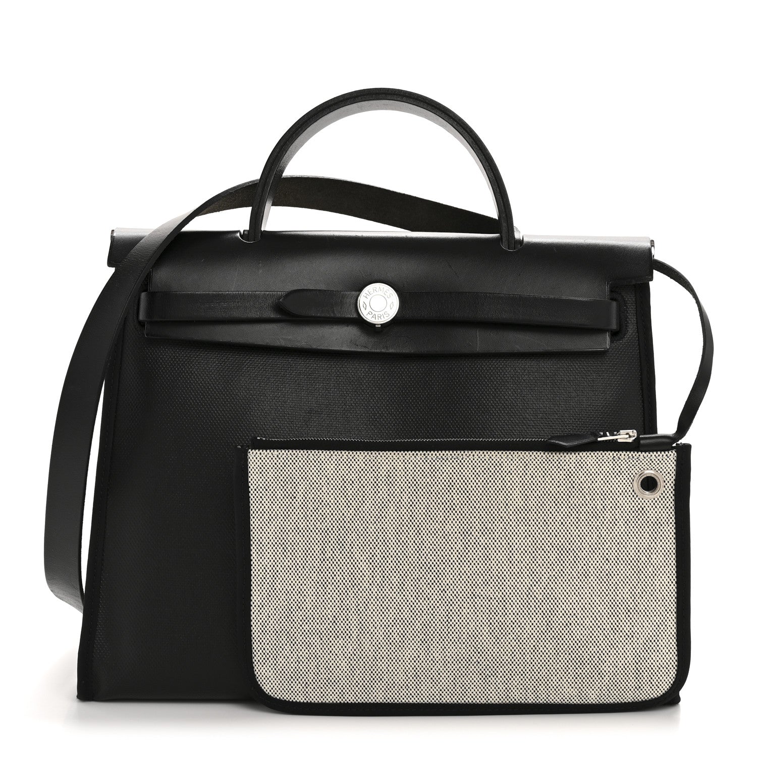 Hermes Toile H Berline Vache Hunter Herbag Zip PM 31 Black Ecru 3 of 13