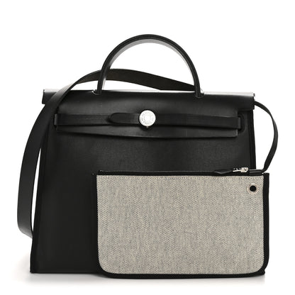 Hermes Toile H Berline Vache Hunter Herbag Zip PM 31 Black Ecru 3 of 13