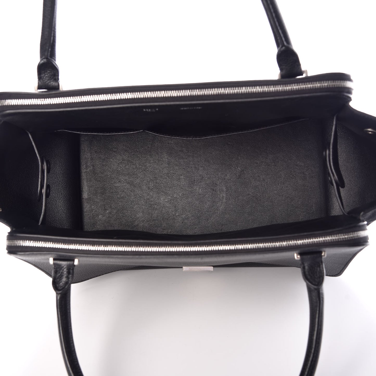 Drummed Calfskin Suede Double Zip Trapeze Black