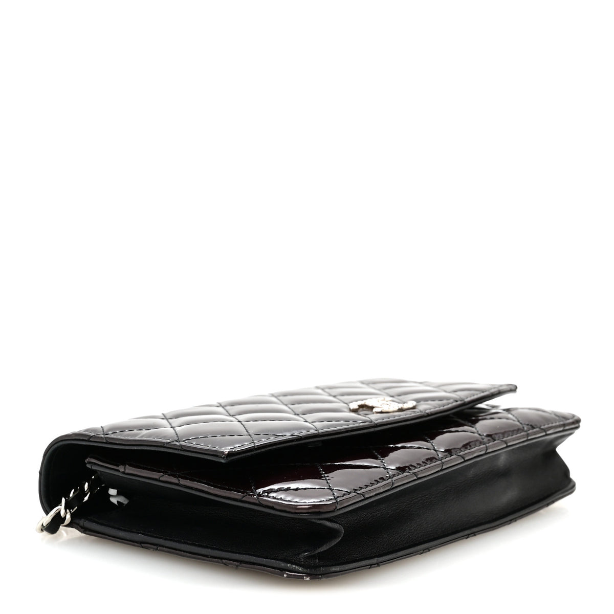 Chanel Patent Quilted Brilliant Wallet On Chain WOC Bordeaux Clair 4 of 11