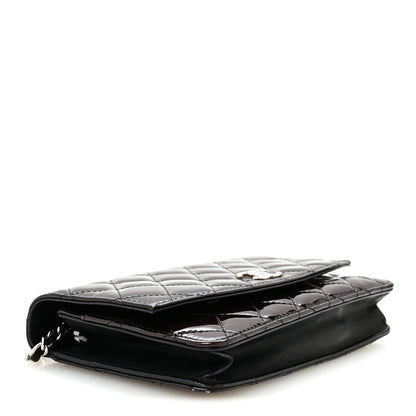Chanel Patent Quilted Brilliant Wallet On Chain WOC Bordeaux Clair 4 of 11