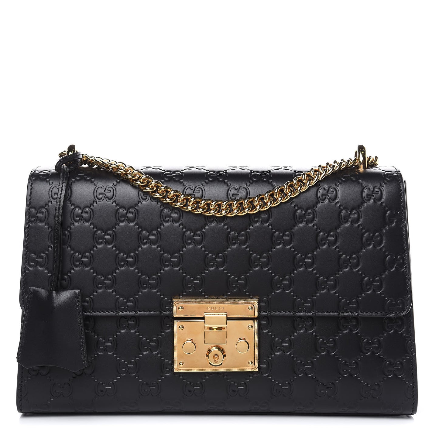 Guccissima Medium Padlock Shoulder Bag Black
