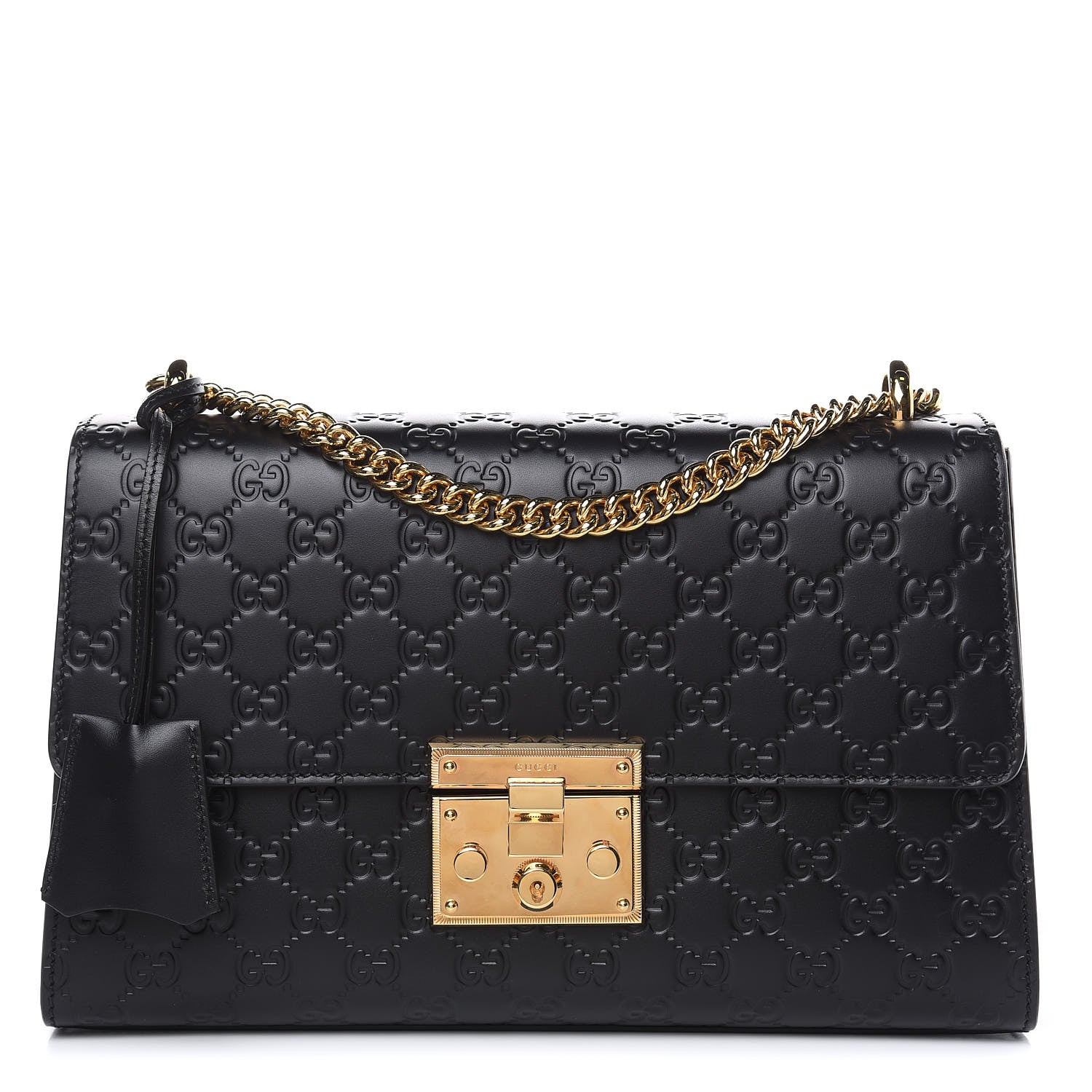 Gucci Guccissima Medium Padlock Shoulder Bag Black 1 of 10