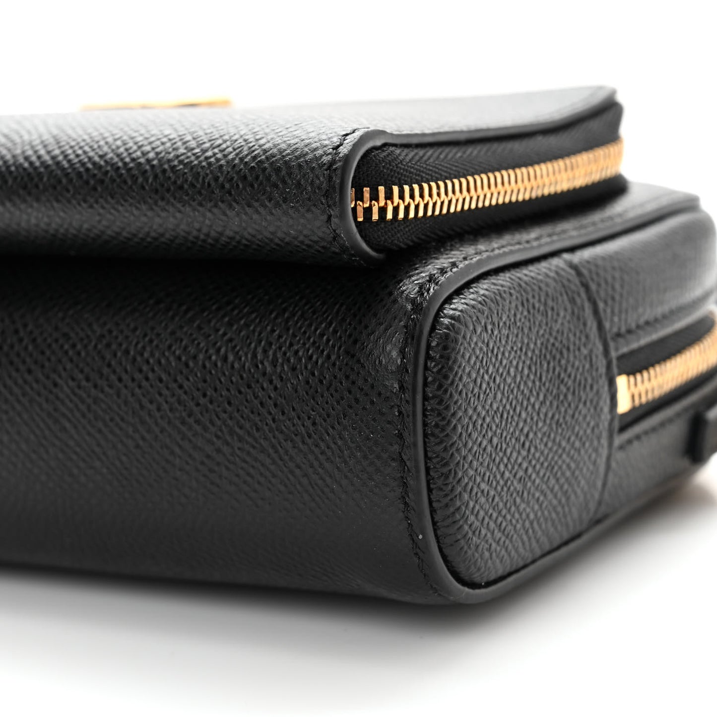 Grained Calfskin Caro Double Pouch Black