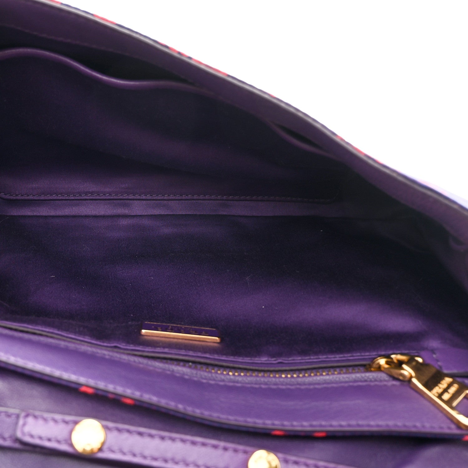 Prada Tessuto Nylon Lurex Embroidered Flap Viola 5 of 13
