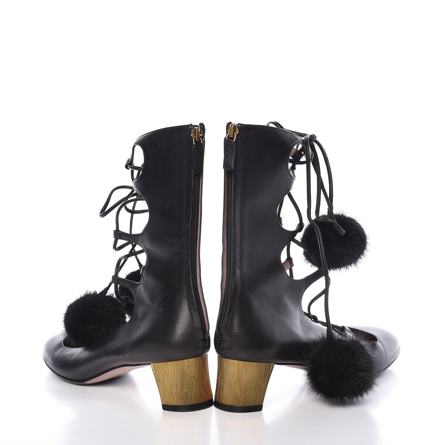 Gucci Calfskin Heloise Lace Up Ankle Boots 38 Black 5 of 13