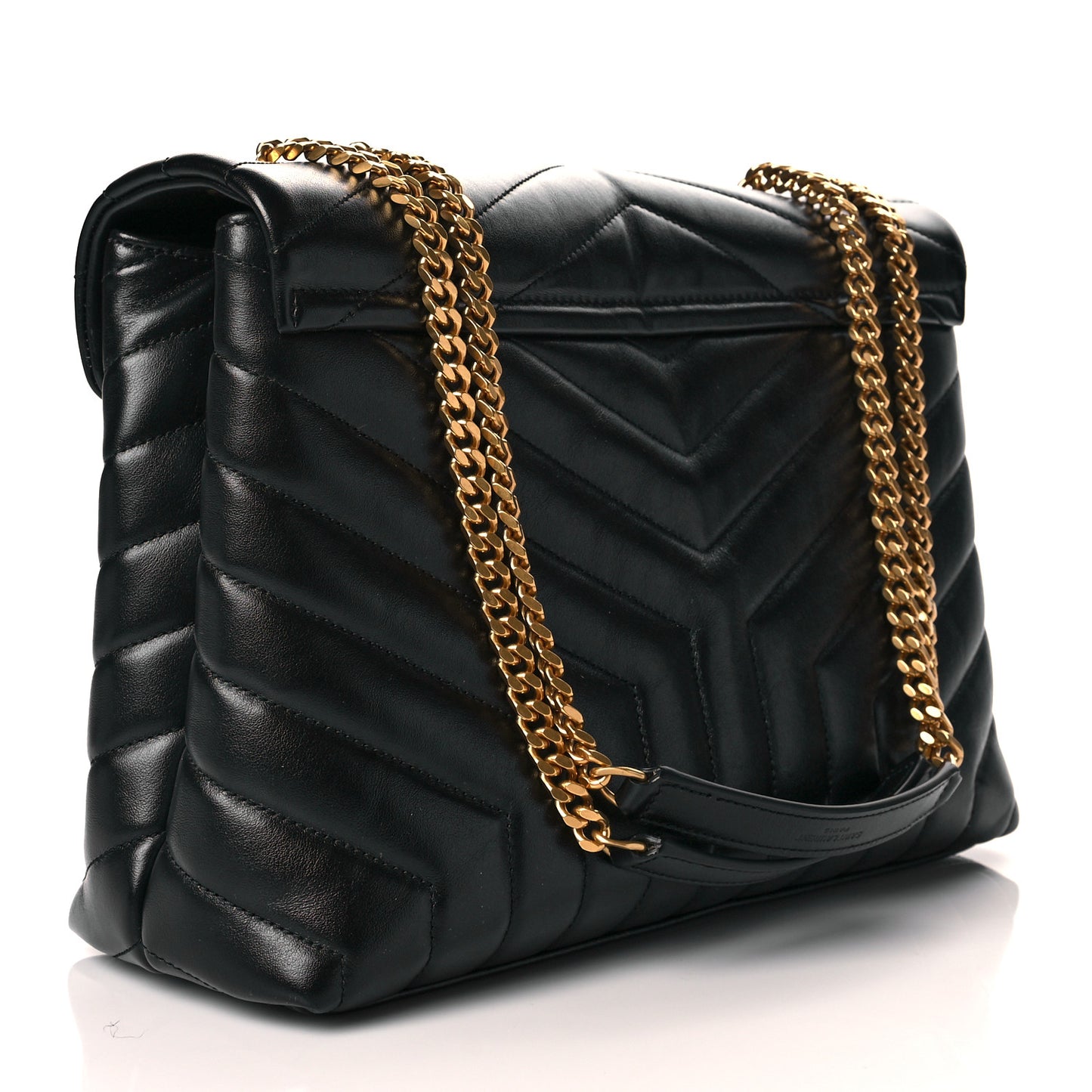 Calfskin Y Quilted Monogram Medium Loulou Chain Satchel Black
