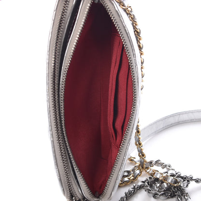Chanel Metallic Lambskin Calfskin Quilted Small Gabrielle Clutch With Chain Silver 7 of 13