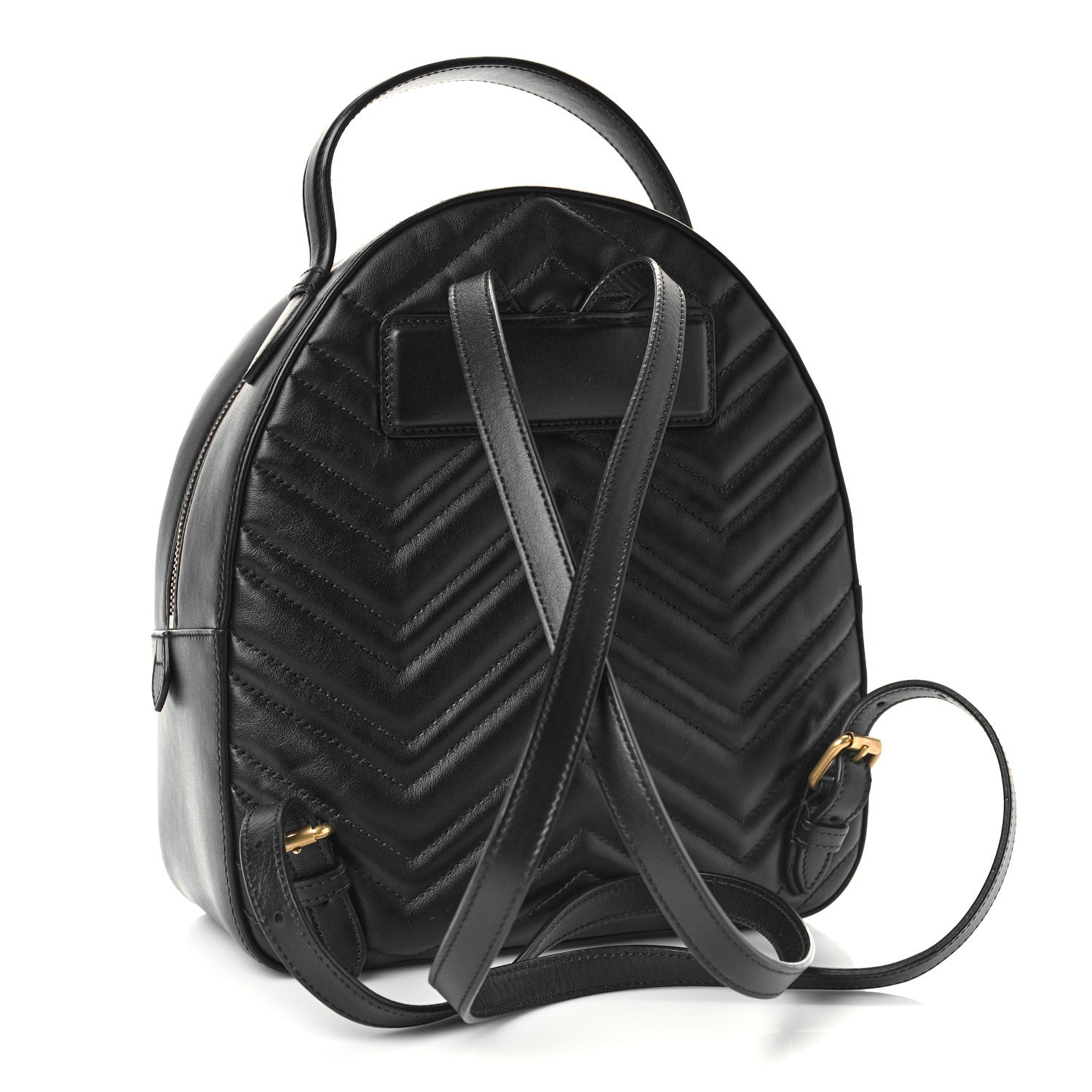 Gucci Calfskin Matelasse GG Marmont Dome Backpack Black 3 of 9